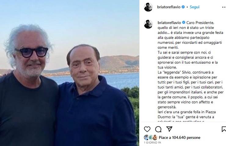 Flavio Briatore, post Instagram per salutare Silvio Berlusconi