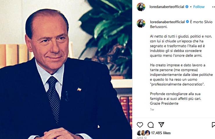 Loredana Bertè ricorda Silvio Berlusconi
