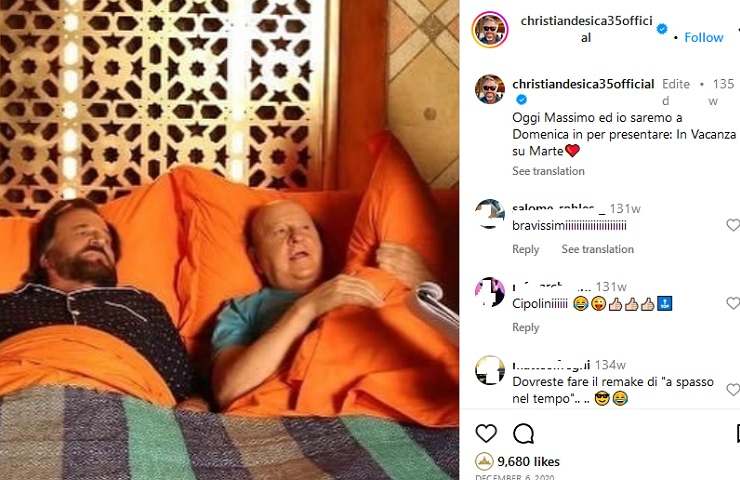 Christian De Sica e Massimo Boldi a letto insieme
