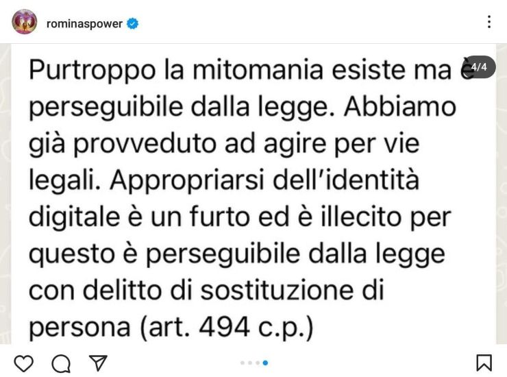Il post di Romina Power