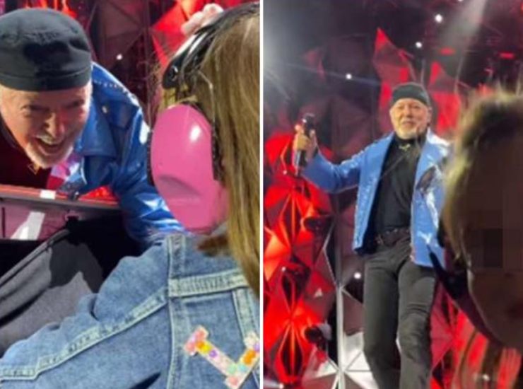 Gli screenshot del video postato da Lorenzo Rossi: nonno Vasco saluta la nipotina durante il concerto. (Foto: Instagram) - Metropolinotizie.it