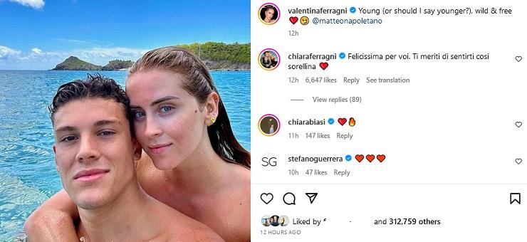 Valentina Ferragni, il commento della sorella Chiara