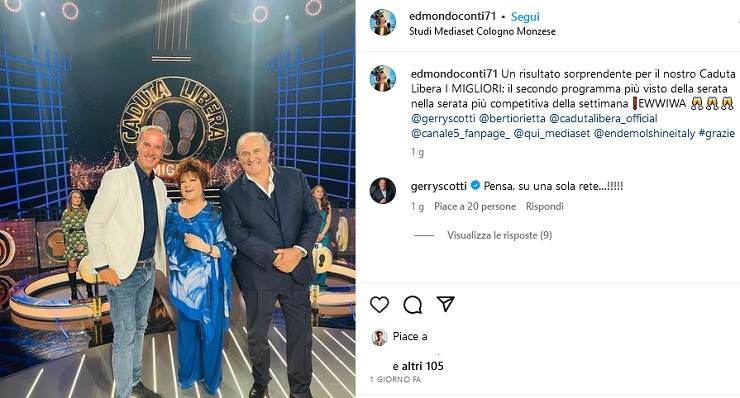 Gerry Scotti, Orietta Berti ed Edmondo Conti a Caduta Libera